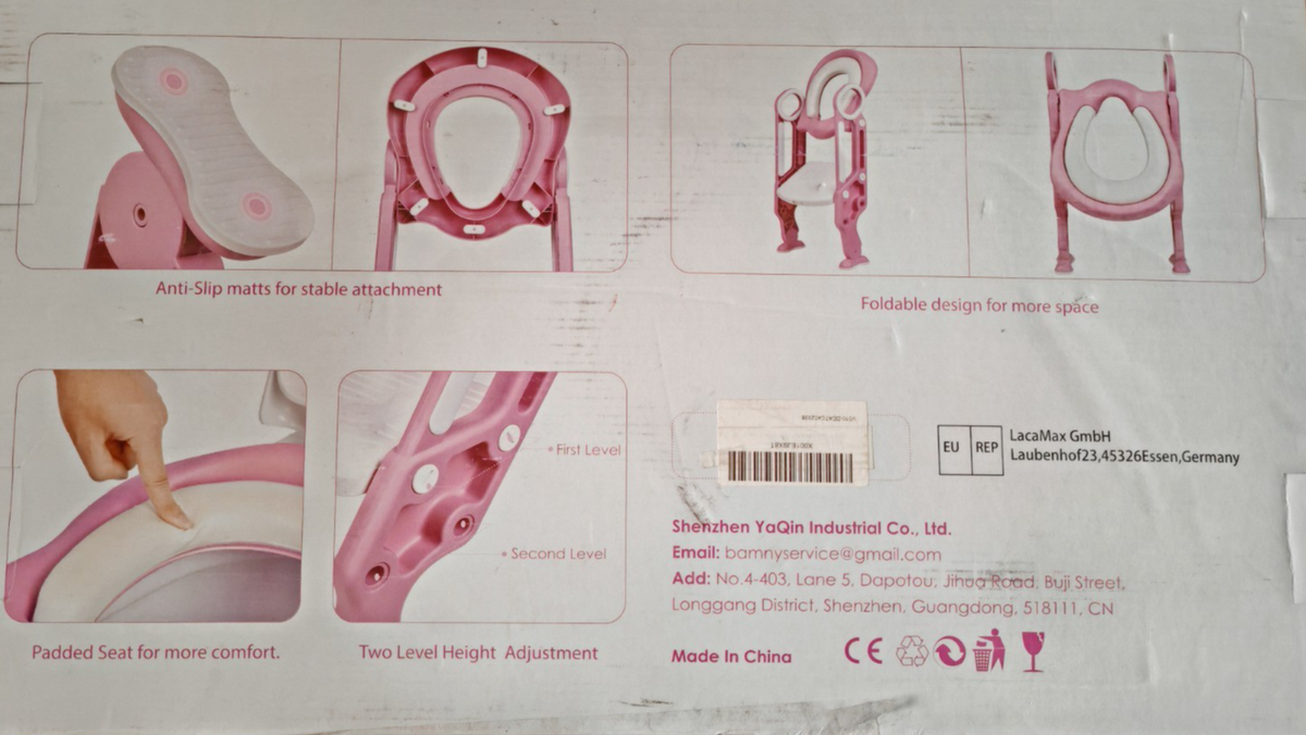 BAMNY BCA-002 Kinder Toilettensitz mit Treppe WC Trainer Rosa klappbar