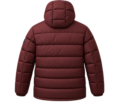 Strandfein Menswear Herren Steppjacke Gr. 56 Weinrot Kapuze abnehmbar Winter