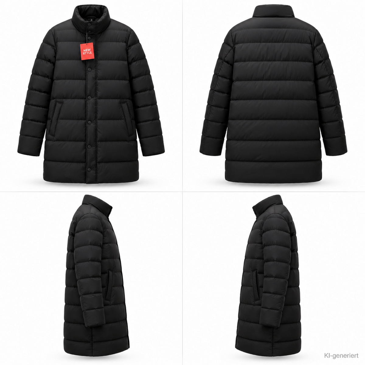 STRANDFEIN Menswear Herren Steppjacke Gr. 52 Schwarz Stehkragen Winterjacke