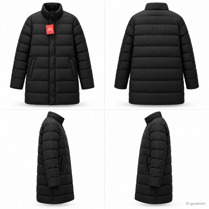 STRANDFEIN Menswear Herren Steppjacke Gr. 52 Schwarz Stehkragen Winterjacke