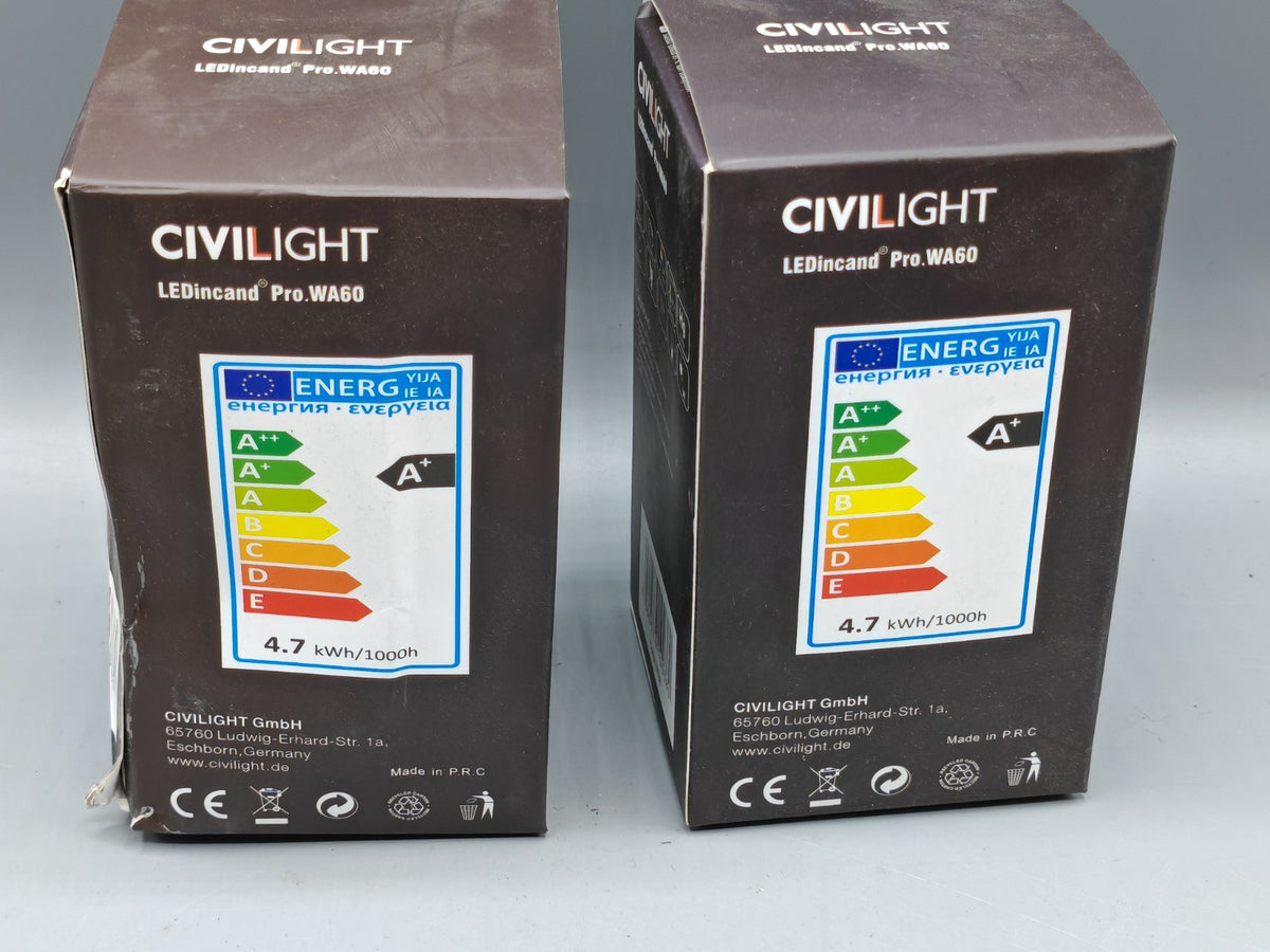 2x CIVILIGHT LED Filament E27 A60 4,7W 470lm 2700K Dimmbar Dim to Warm HA35