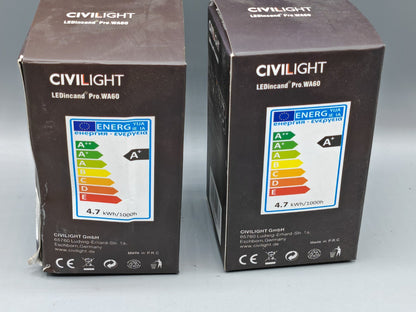 2x CIVILIGHT LED Filament E27 A60 4,7W 470lm 2700K Dimmbar Dim to Warm HA35