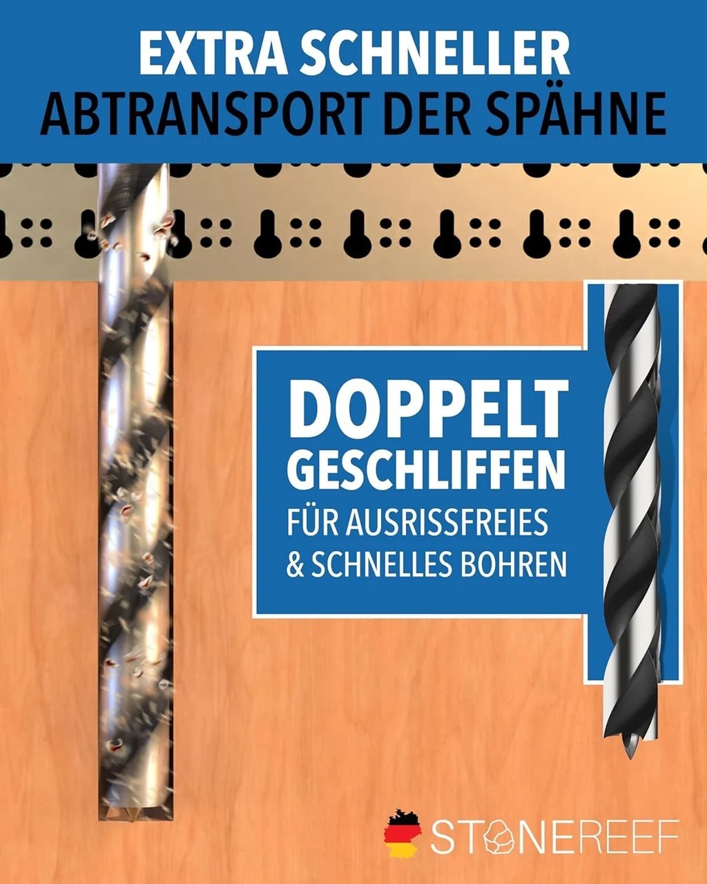 stonereef Extra lange Holzbohrer Set Langbohrer für tiefe Bohrungen A8