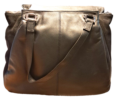 DESIDERIUS Bendine Damen Ledertasche Taupe Rindsleder Wildleder Schulter H3