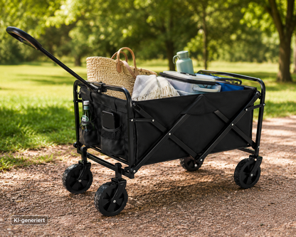 EASYmaxx Bollerwagen faltbar Anthrazit Schwarz Handwagen Transportwagen 80kg H32