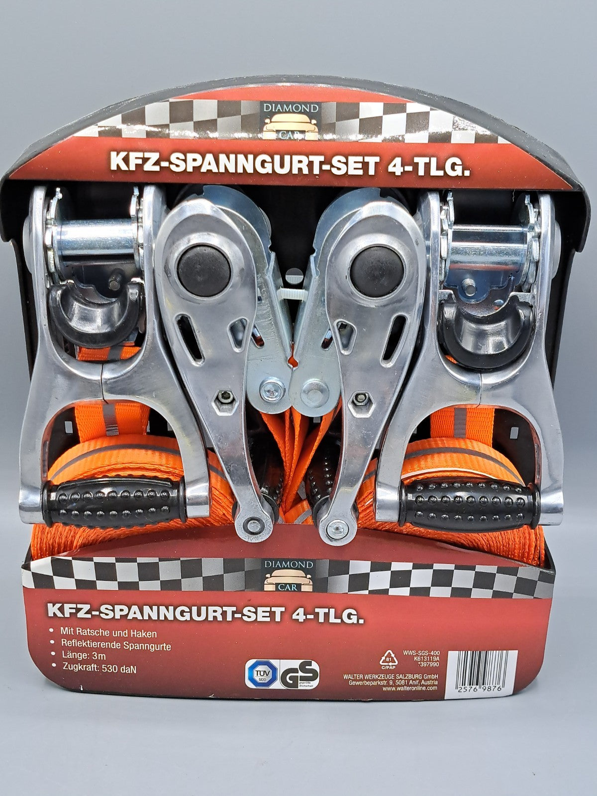 KFZ-Spanngurt-Set 4-Tlg. 3 Meter, 530 daN