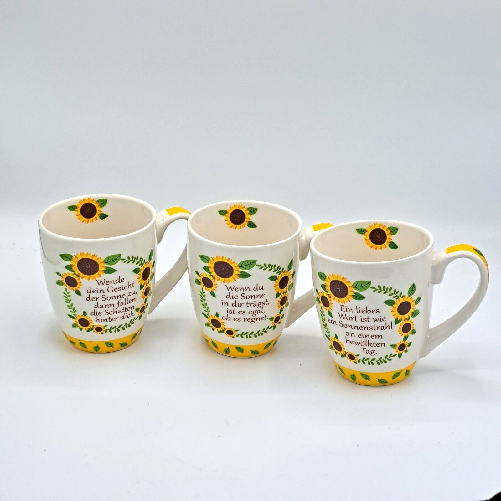 Tassen Sonnenblumen 3er Set, Sprüche, Geschenk, Modern, Tassenset