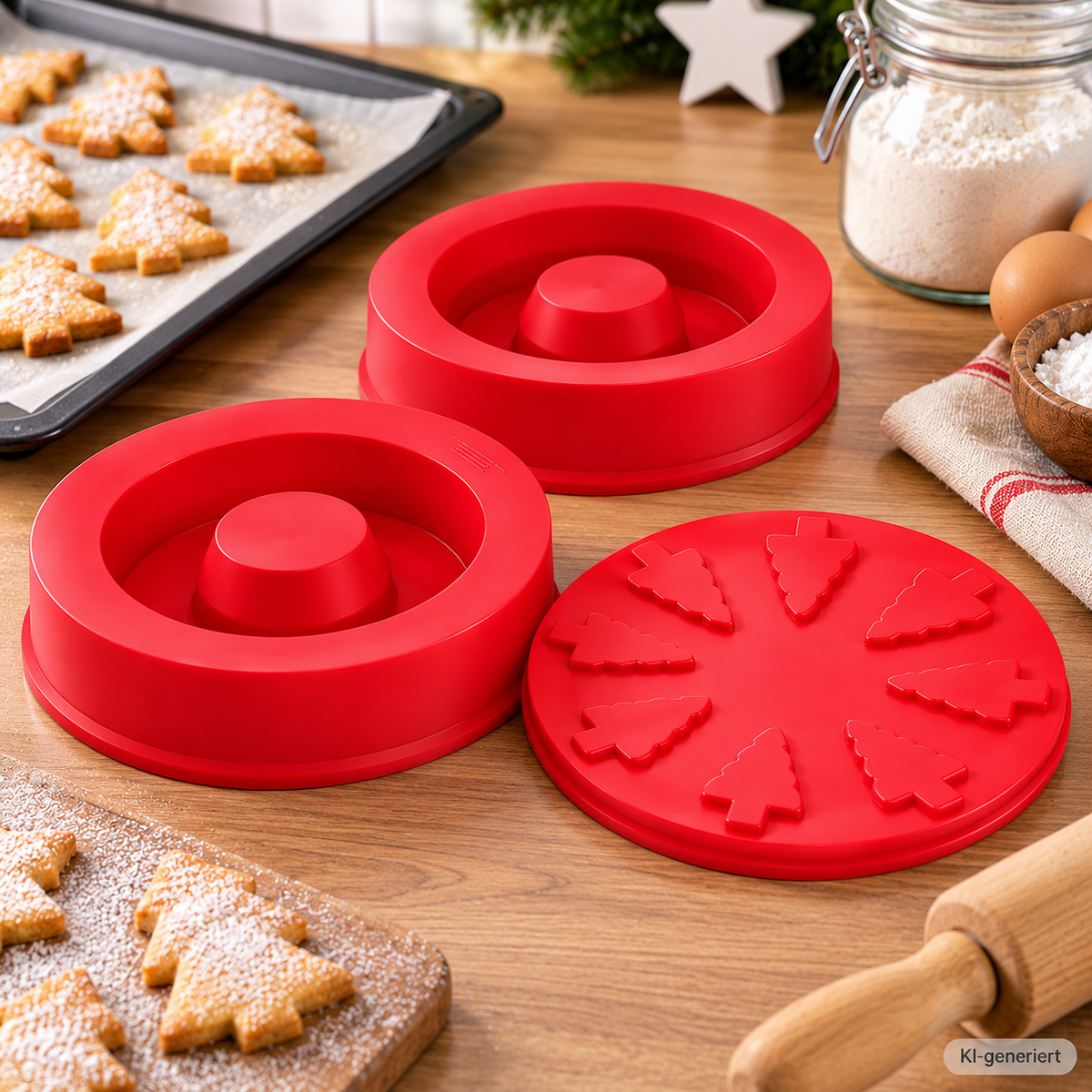 QVC 3D Backform Tannenbaum Silikon Ø25cm 3-teilig Weihnachts Backform HA23