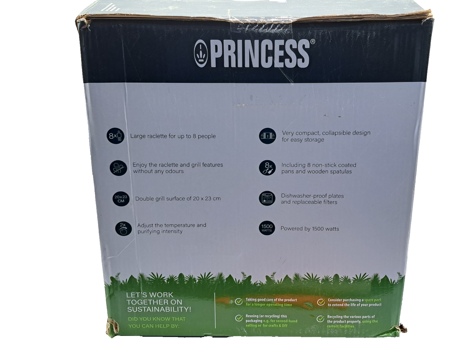 PRINCESS 162660 Purify Raclettegrill Tischgrill Elektrogrill 8 Personen 1500 W