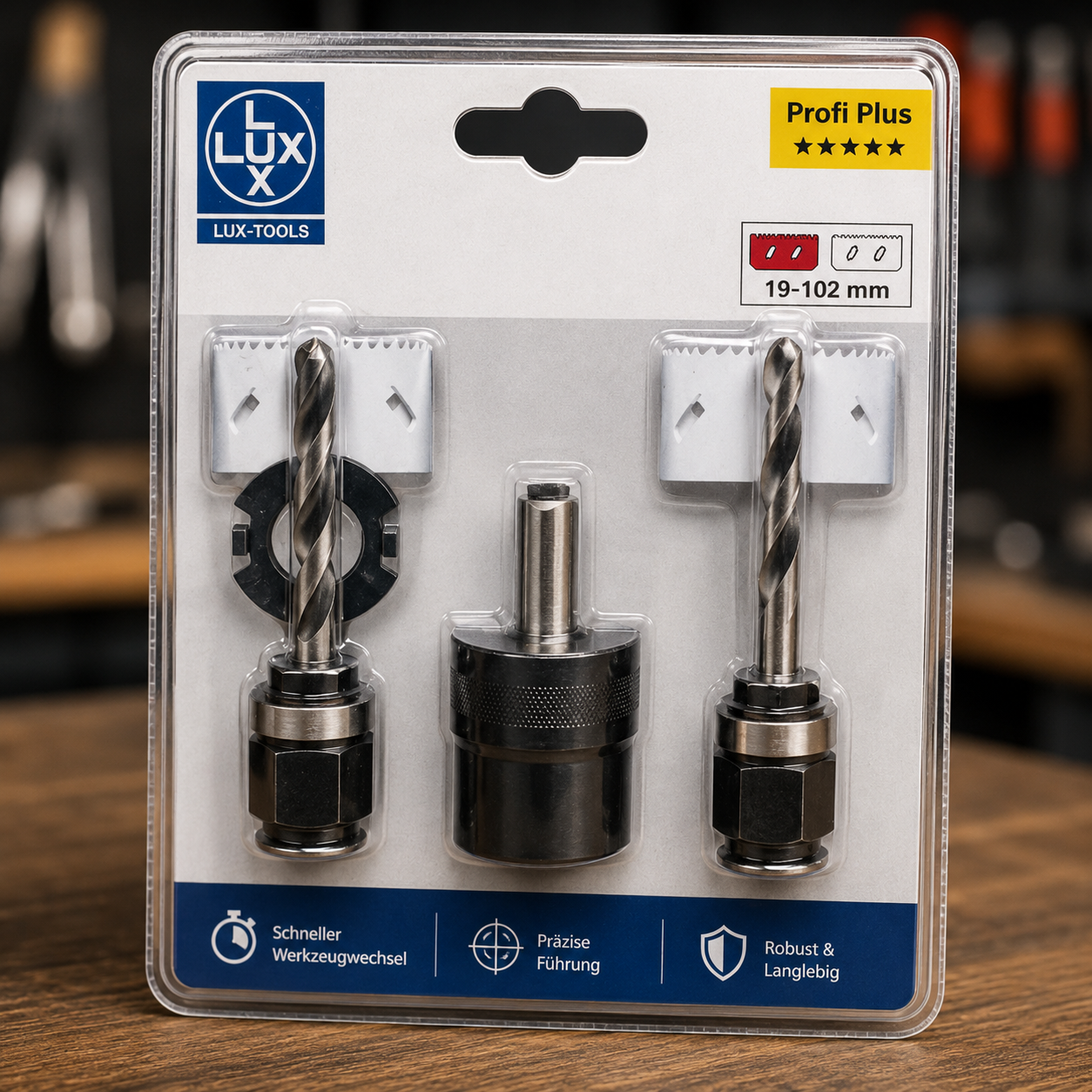 LUX-TOOLS Lochsägen Halter 3er Set Adapter Aufnahme Bohrmaschine Lochsäge Set A2