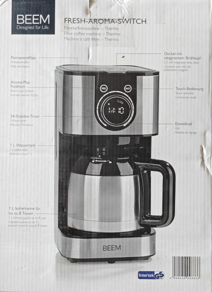 BEEM Fresh-Aroma-Switch Filterkaffeemaschine Thermoskanne 8 Tassen Timer 1L C4