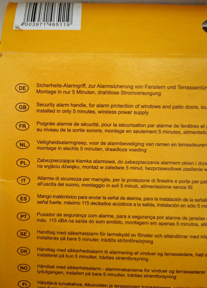 Schellenberg 46510 Sicherheits-Alarmgriff Fenstergriff Alarm Silbergrau 115dB A2
