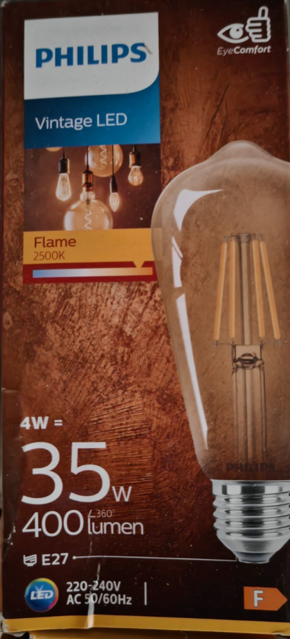 Philips Vintage LED ST64 E27 4W 400lm 2500K Edison Filament Klar EyeComfort HA34