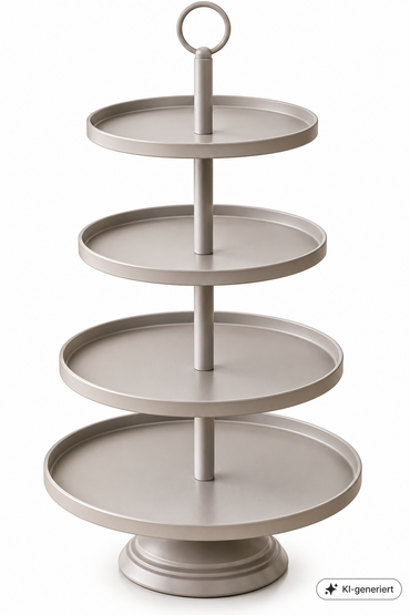 ABELLA Etagere 4 Etagen Helltaupe Deko Servierständer Metall Landhaus P1