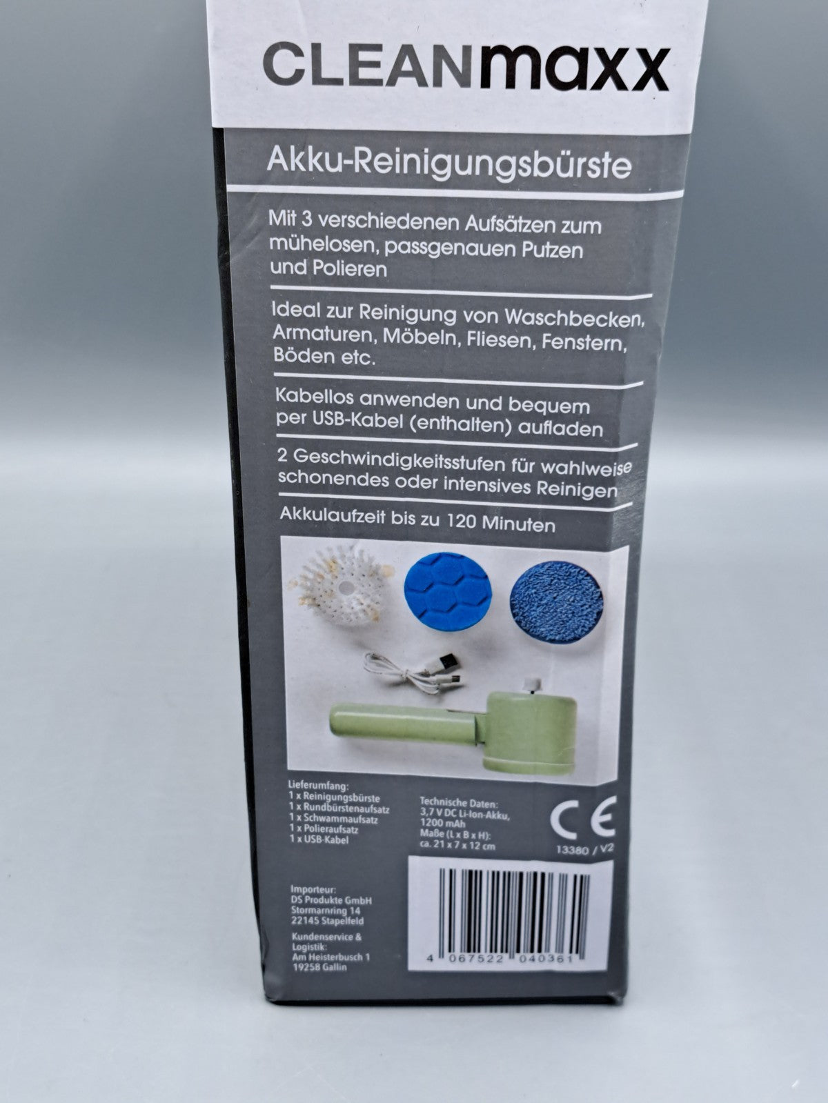 CLEANmaxx Akku-Reinigungsbürste mit Aufsätzen