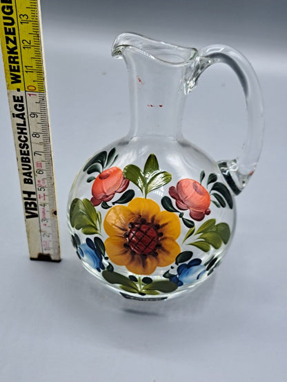 Füger Glaskaraffe, 12 cm hoch, Blumenmotiv