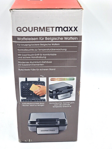 GOURMETmaxx Waffeleisen für 2 Belgische Waffeln Antihaft Cool-Touch Griff