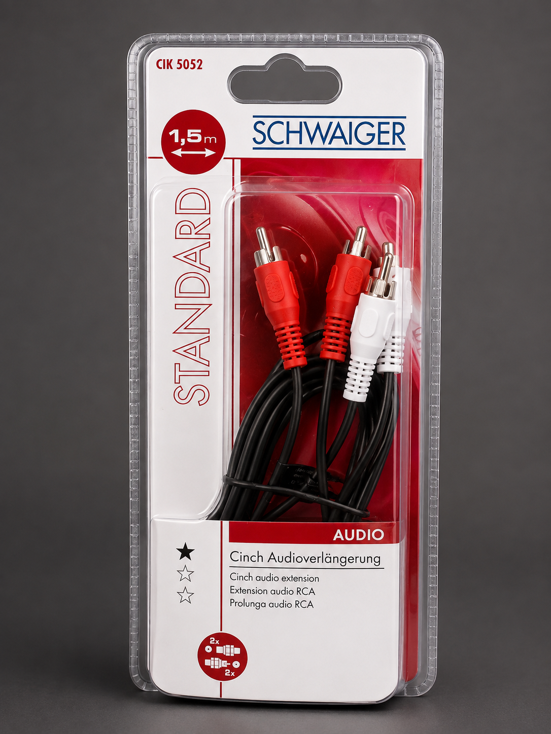 Schwaiger CIK5052 Cinch Audio Verlängerung RCA Kabel Stereo Verlängerung A5