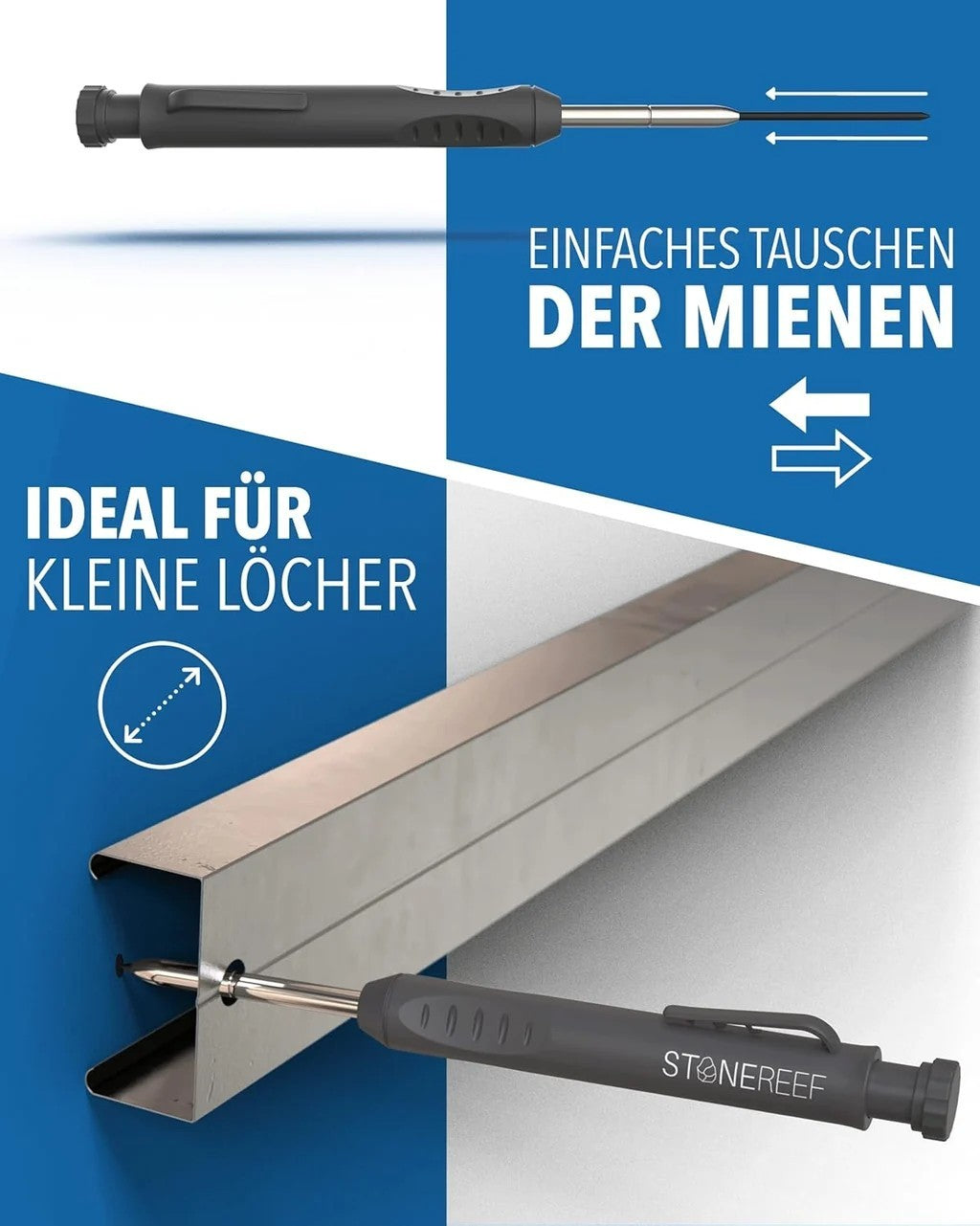 STONEREEF Tieflochmarker SR-1061 2,8mm 6 Ersatzminen Anspitzer Bohrlöcher