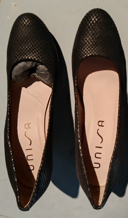 Unisa Damen Pumps Schwarz Reptiloptik Gr. 42 High Heels Business Elegant Schuhe