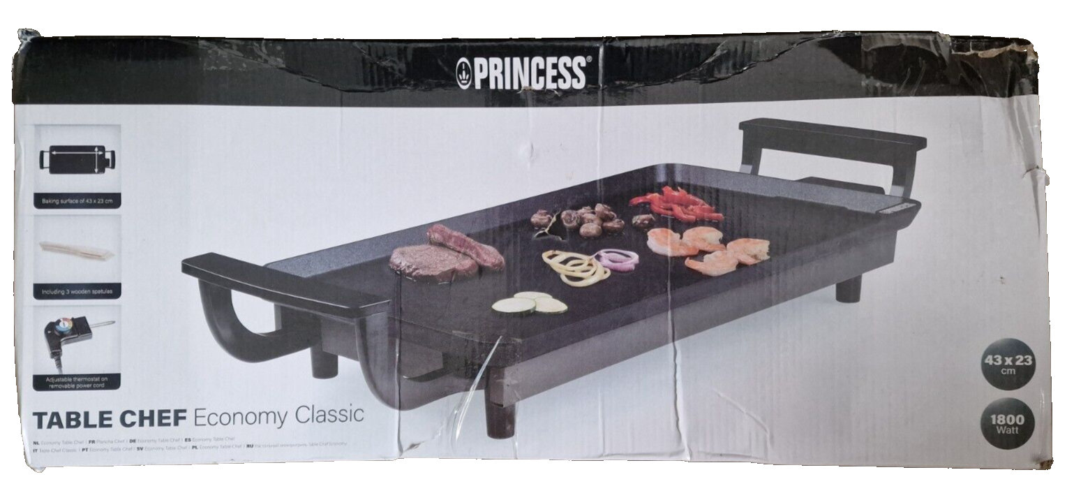 Princess Table Chef Economy Classic Tischgrill 1800W 43x23cm Elektrogrill C6
