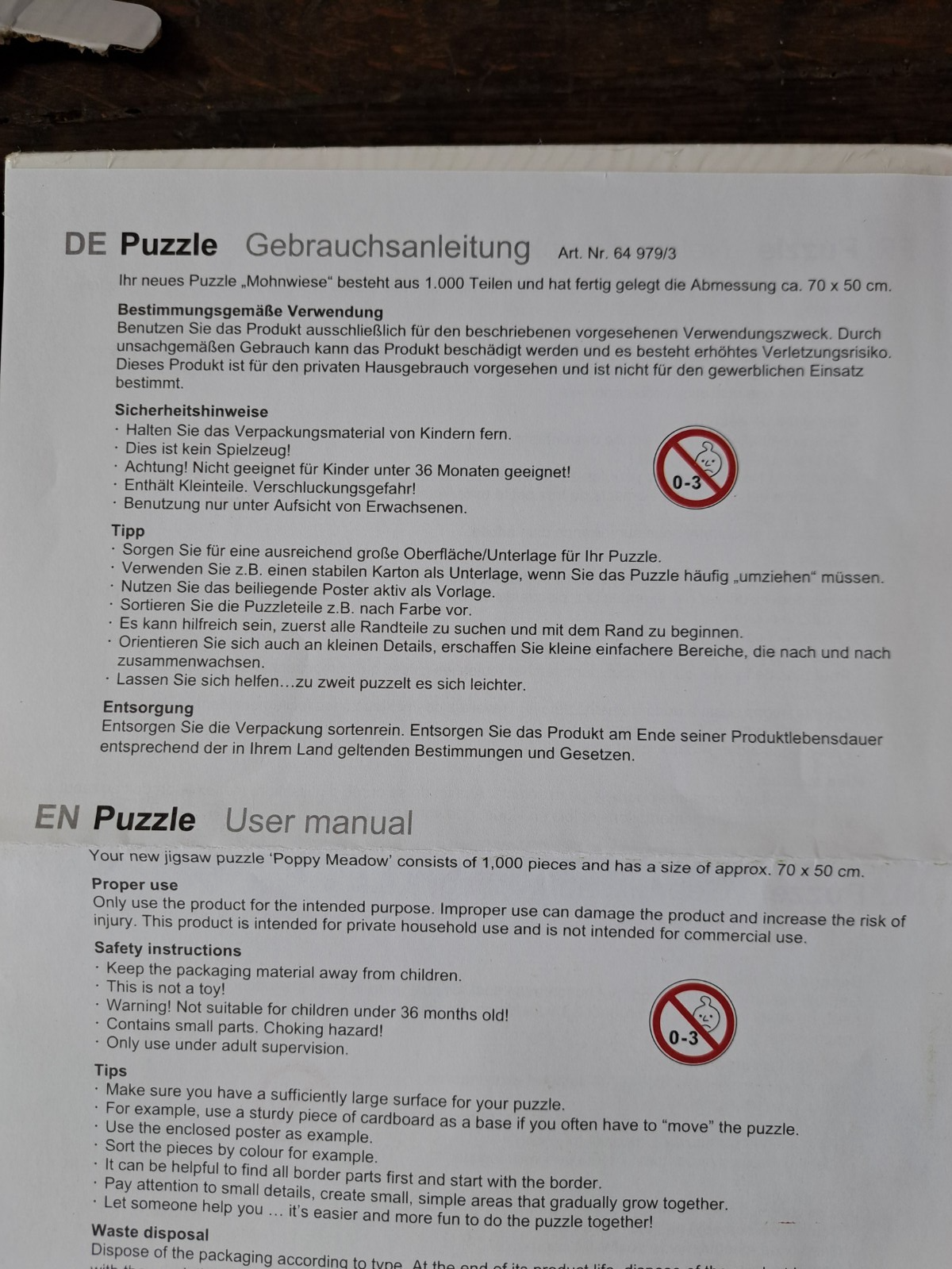 Puzzle Mohnblumenwiese, 1000 Teile