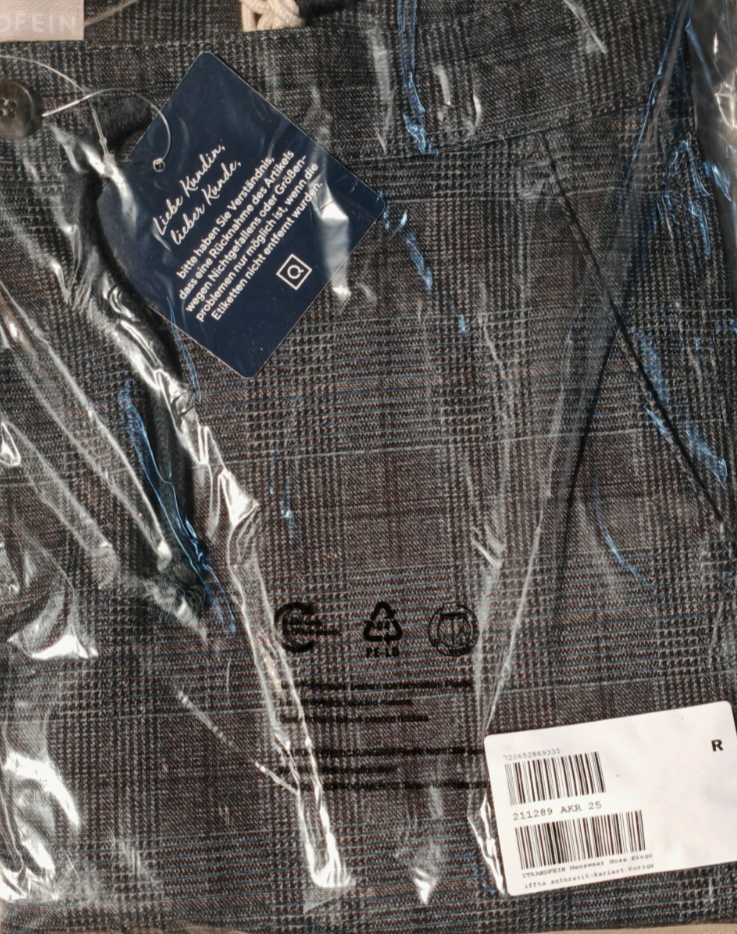 STRANDFEIN Menswear Herren Hose Gr. 25 Kurzgröße Anthrazit Kariert Business D2