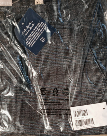 STRANDFEIN Menswear Herren Hose Gr. 25 Kurzgröße Anthrazit Kariert Business D2