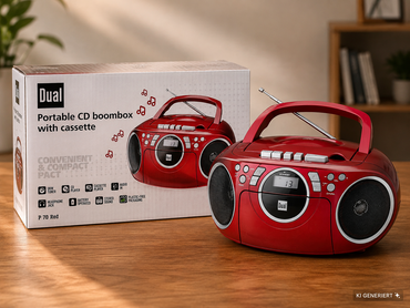 Dual P70 Kassettenradio CD Player UKW Boombox Stereo tragbar Rot A09