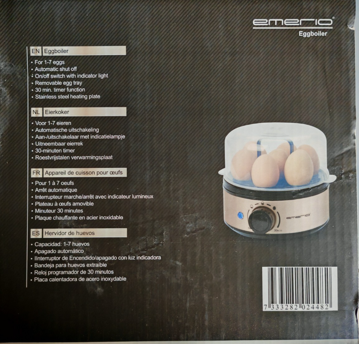 EMERIO EB-130299.3 Eierkocher 1-7 Eier 400W Edelstahl Timer Signalton B04