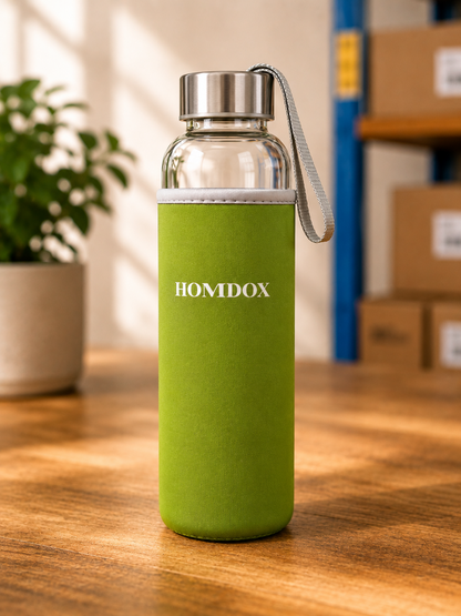 Homdox Borosilikat Glas Trinkflasche Hitzebeständig Auslaufsicher Wasser B3