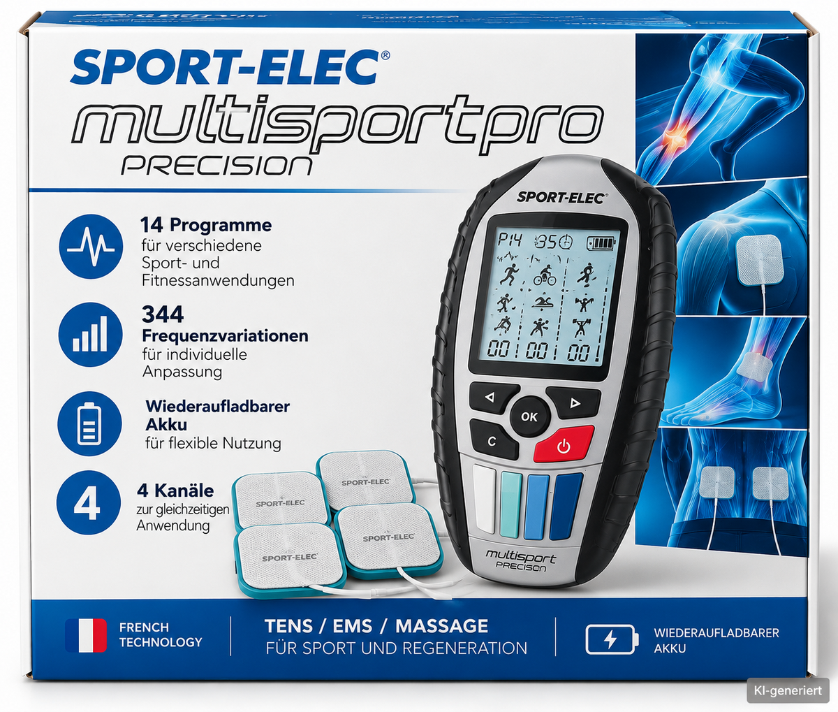 SPORT-ELEC Multisport Pro Precision EMS Elektrostimulator 4 Kanal 14 Programm E2