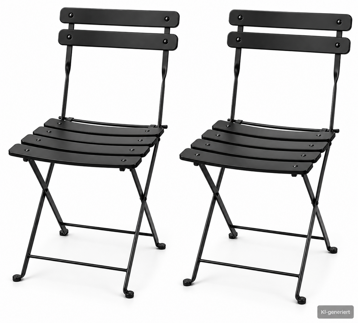 MANO Gartenstuhl 2er Set Klappstuhl Metall Schwarz Balkon Terrasse Bistro  HA6