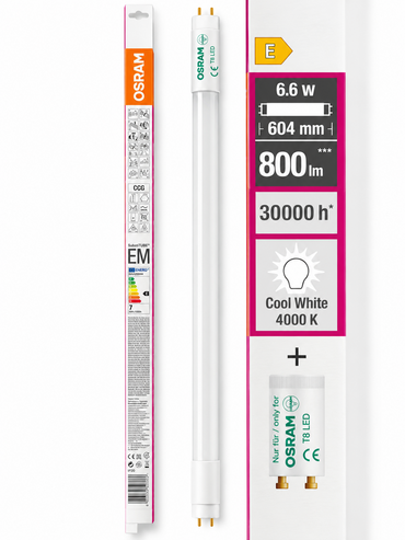 OSRAM SubstiTUBE LED Röhre T8 60cm 6,6W 800lm 4000K Kaltweiß G13 HA33