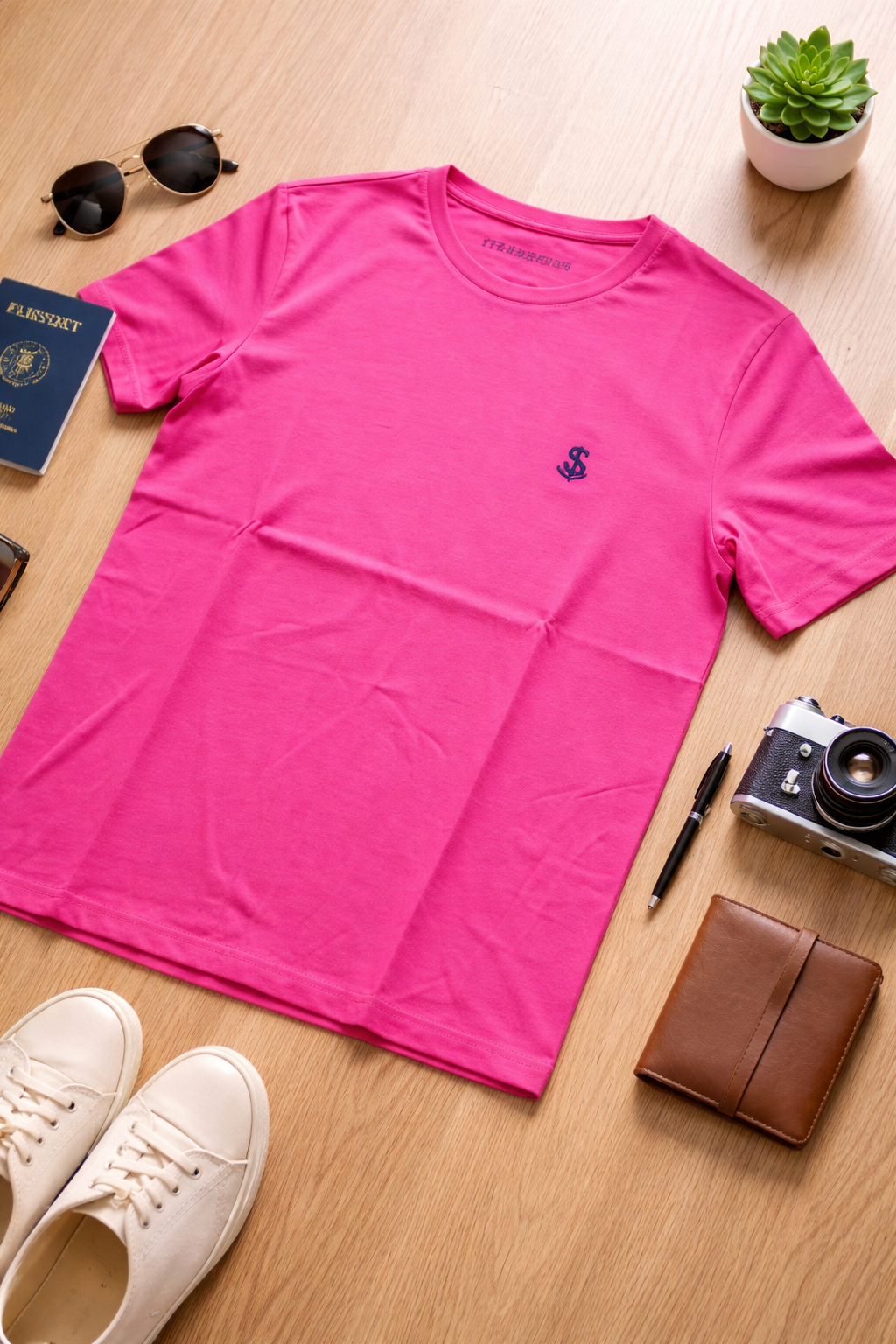 Strandfein Menswear Herren T-Shirt Gr. S Pink Kurzarm Rundhals Freizeit Shirt D2