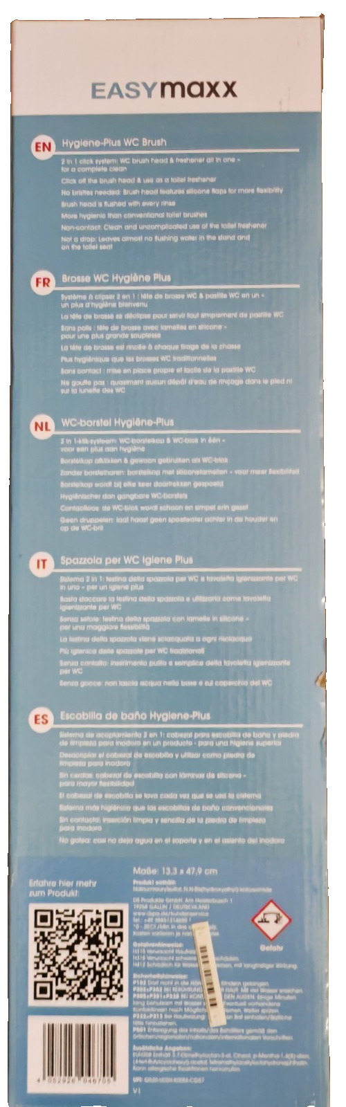 EASYmaxx WC Bürste Hygiene Plus 2in1 Spülstein Klo Bürste Weiß Schwarz