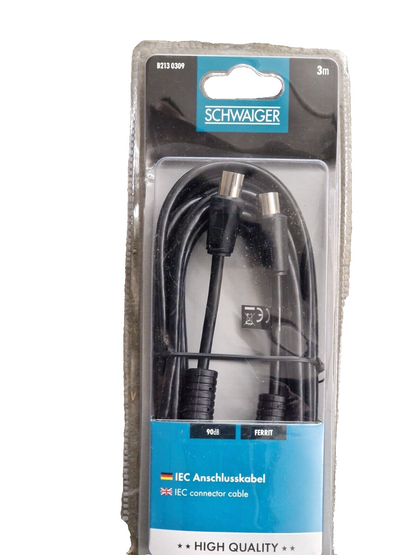 Schwaiger B2130309 IEC Anschlusskabel 3m Antennenkabel TV Kabel