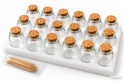 BELLE VOUS 30x Glasflaschen 100ml Korken Etiketten Gastgeschenke Vorratsgla C-05