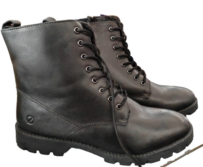 Paul Vesterbro Damen Boots Gr. 42 Schwarz Leder Warmfutter Schnürstiefel