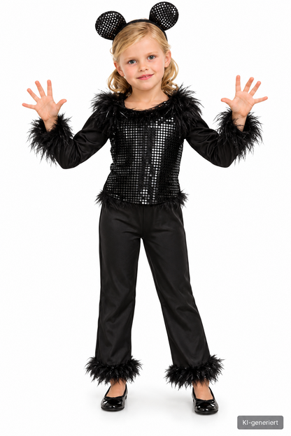 Magomora Kinder Zauberin Kostüm 6-8 Jahre Schwarz Fasching Halloween Hexe  G