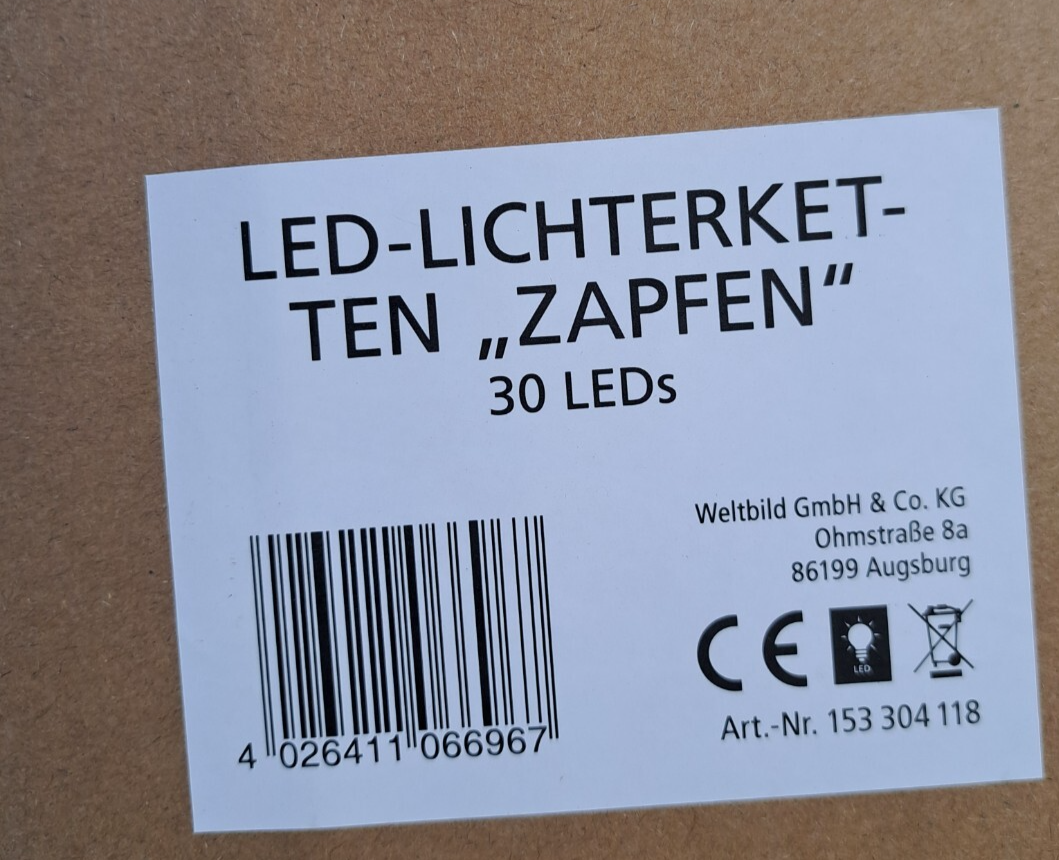 Weltbild LED Lichterkette Zapfen 30 LEDs Tannenzapfen Weihnachtsdeko Warm HA23