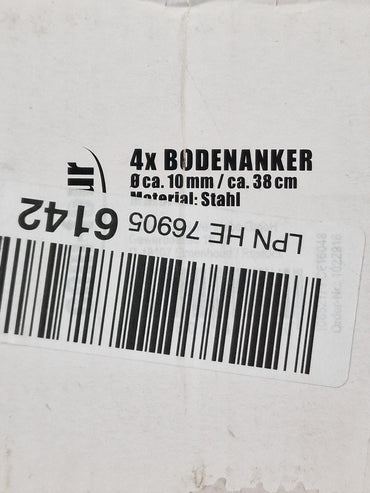 Com-Four 4x Bodenanker ca. 10mm , 38cm, Stahl