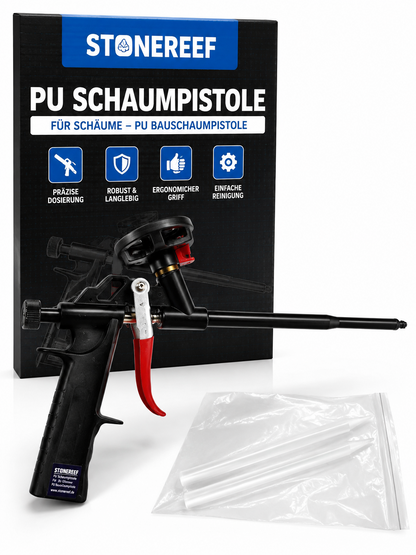 STONE REEF PU Schaumpistole Teflon Bauschaumpistole Montageschaum + Zubehör A6
