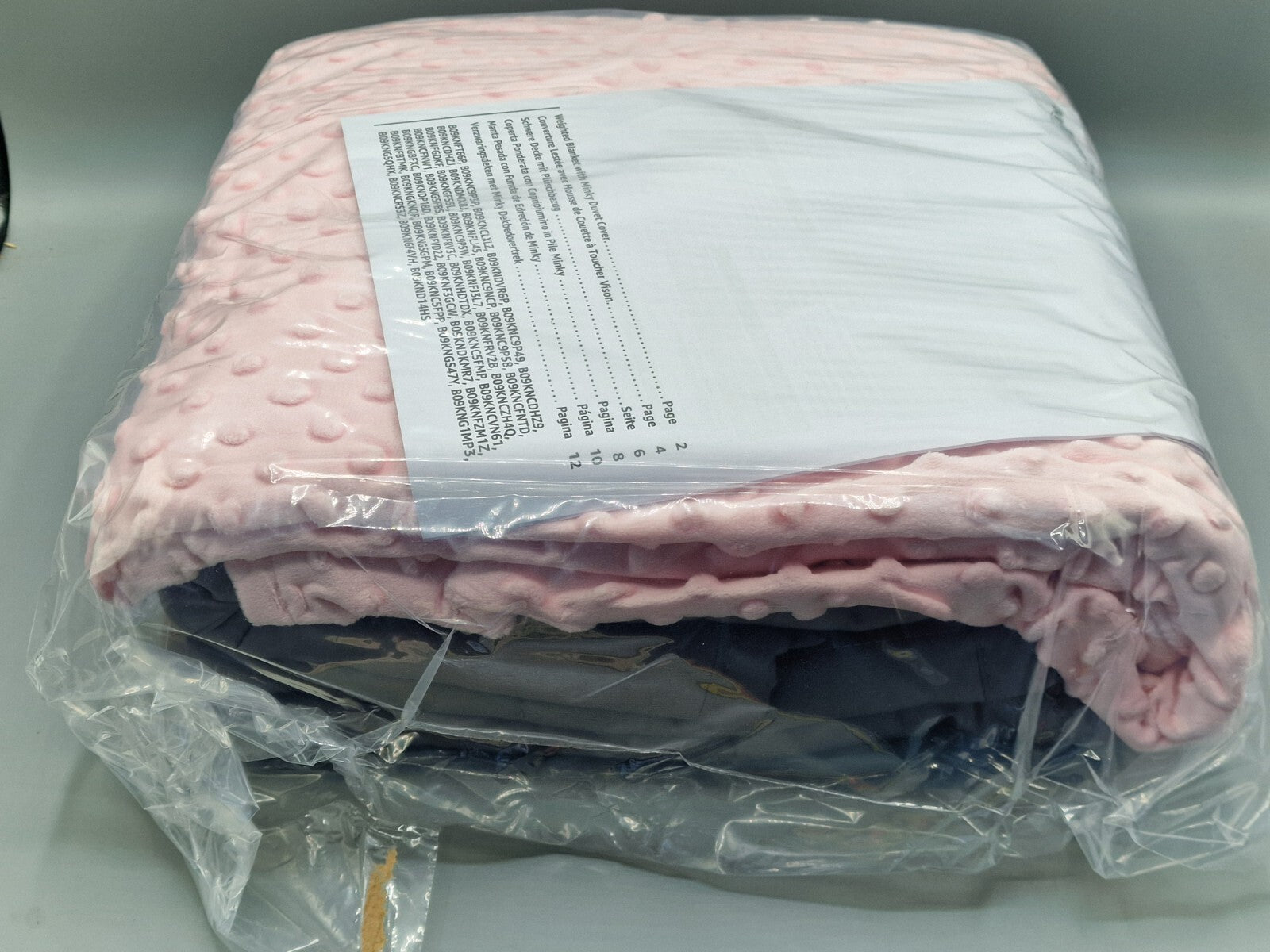 Amazon Basic, Gewichtsdecke, 104 x 152,4, 4,54 kg mit Bezug  Pink/Grau, Kinder
