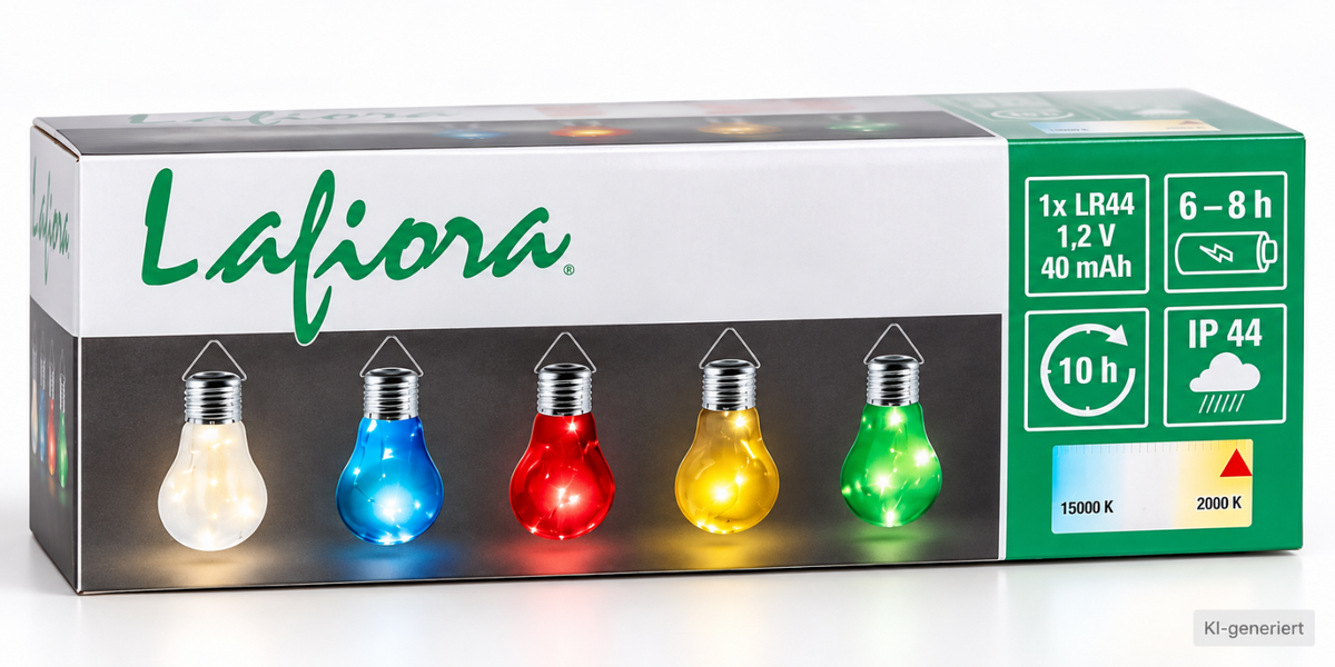 Lafiora Solar Glühlampe LED Hängeleuchten Garten IP44 Farbwechsel 10h Akku HA35