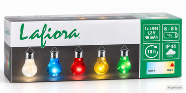 Lafiora Solar Glühlampe LED Hängeleuchten Garten IP44 Farbwechsel 10h Akku HA35