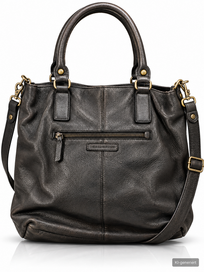 Desiderius Adriana Damen Ledertasche Schwarz Rindsleder Handtasche Schulter H3