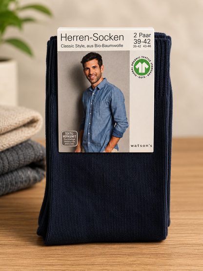 Watson's Herren Socken 2 Paar Schwarz Gr. 39-42 Baumwolle Alltag Komfort