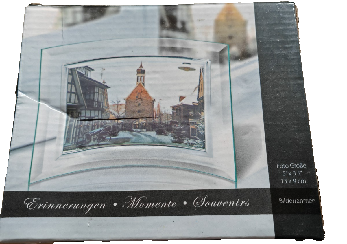Bilderrahmen Glas 13x9 cm Fotorahmen geschwungen transparent Tischrahmen Deko E1