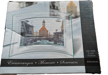 Bilderrahmen Glas 13x9 cm Fotorahmen geschwungen transparent Tischrahmen Deko E1